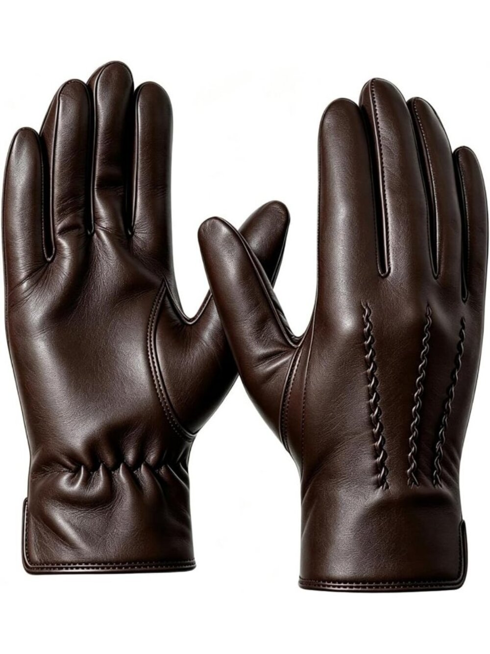 Men's Winter Leather Gloves, Sheepskin Driving Gloves, Cashmere Lined Warmth